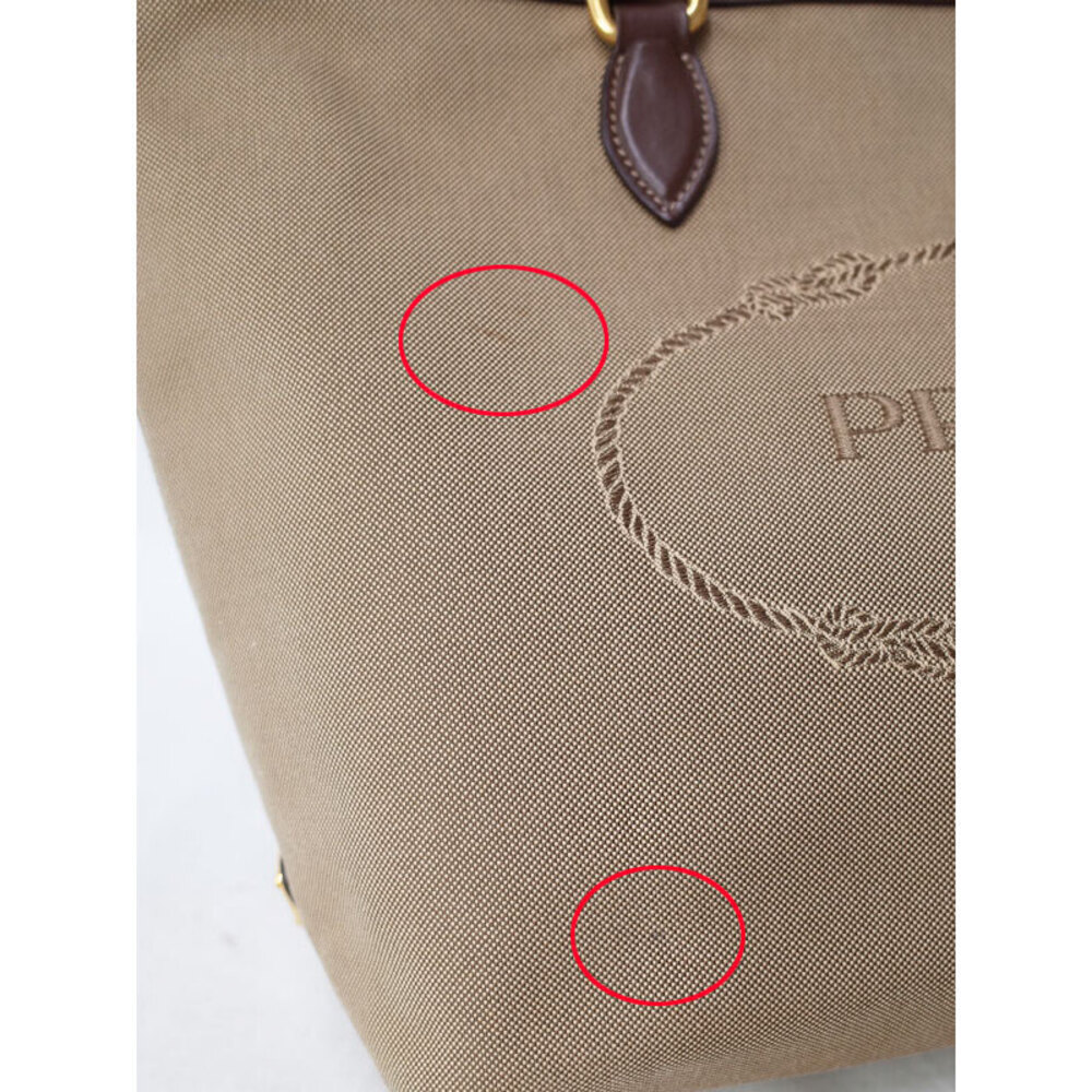 Prada Logo Jacquard Tote Bag beige brown canvas - Picture 6 of 9